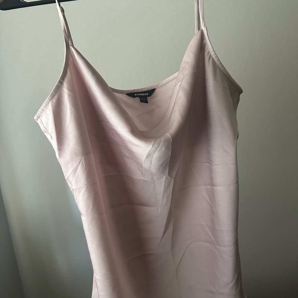 Express Light Pink Satin Cowl Neck Camisole